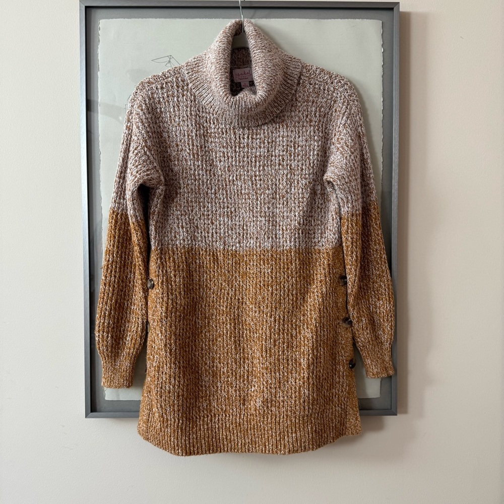 Isabel Maternity Sweater in Beige/Mustard - Size Small